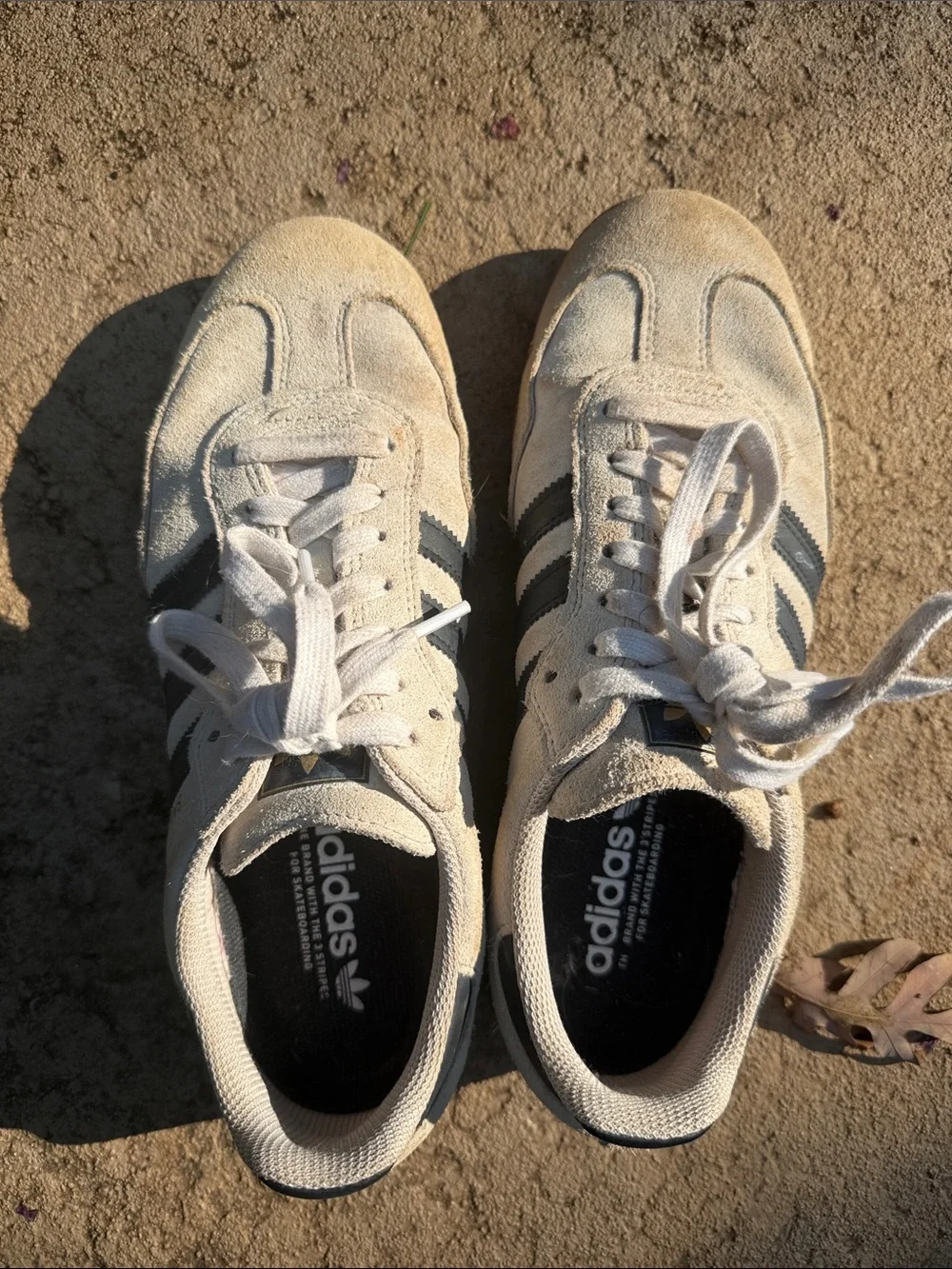 adidas Cream Suede Sambas Sneakers with Black Stripes